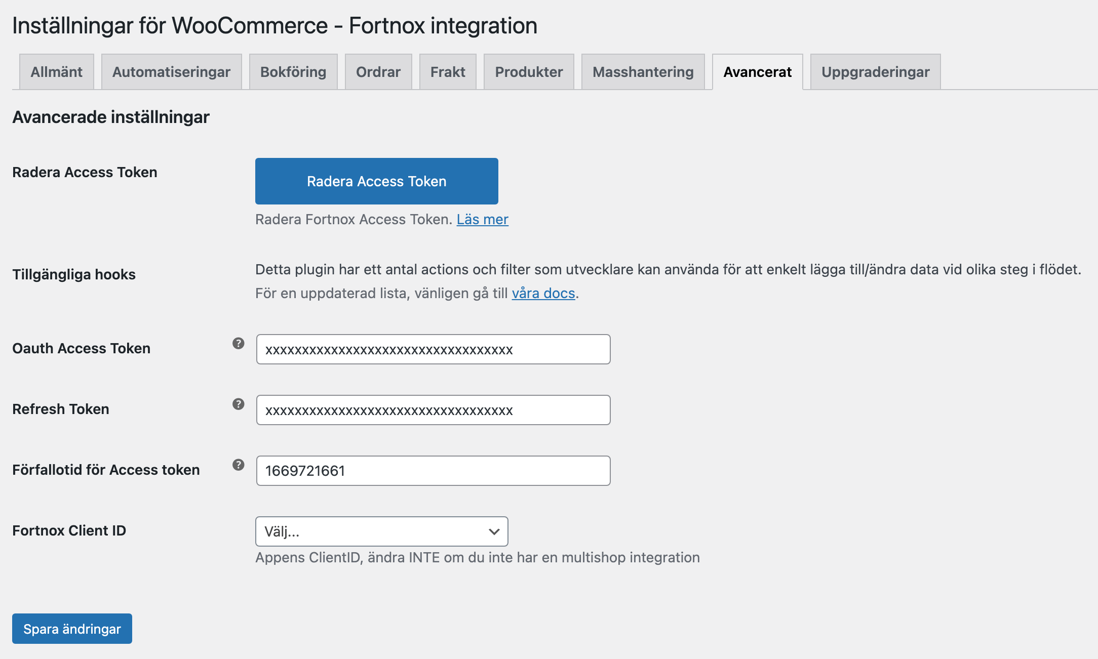 Bild hur man lägger in inloggningsuppgifter manuellt i Wetail's Fortnox-integration.